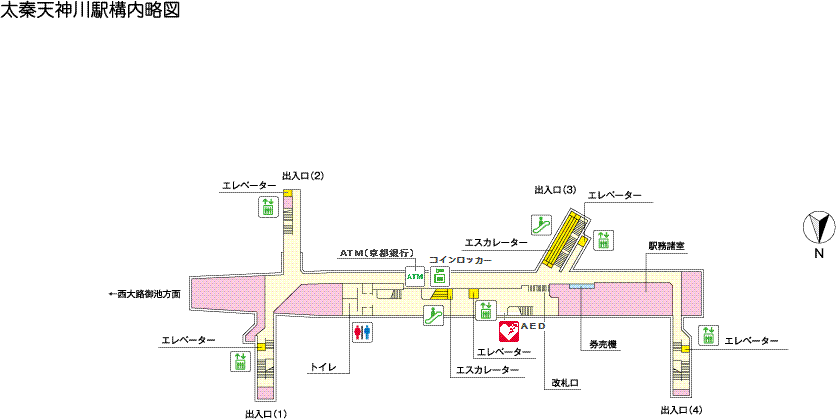 太秦天神川駅構内図