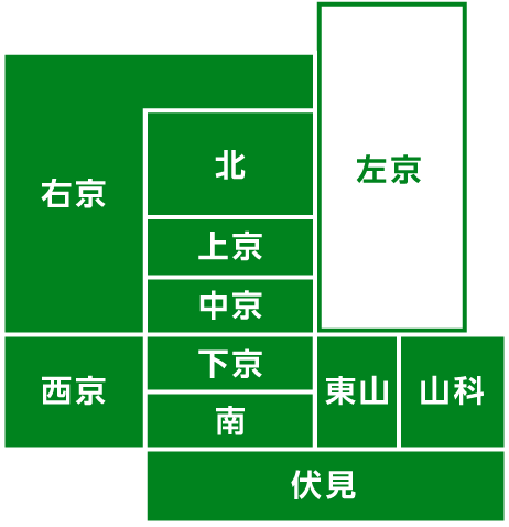 京都市の中の左京区の位置
