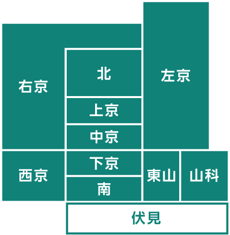 京都市の中の伏見区の位置