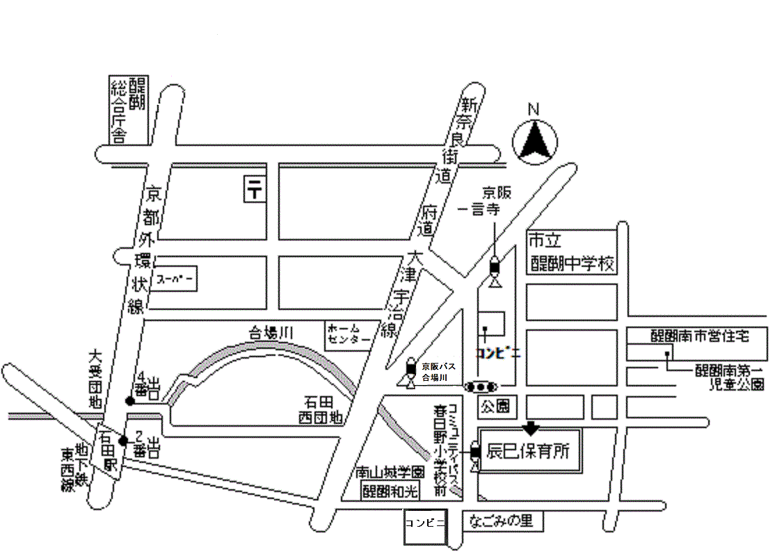 辰巳保育所の地図