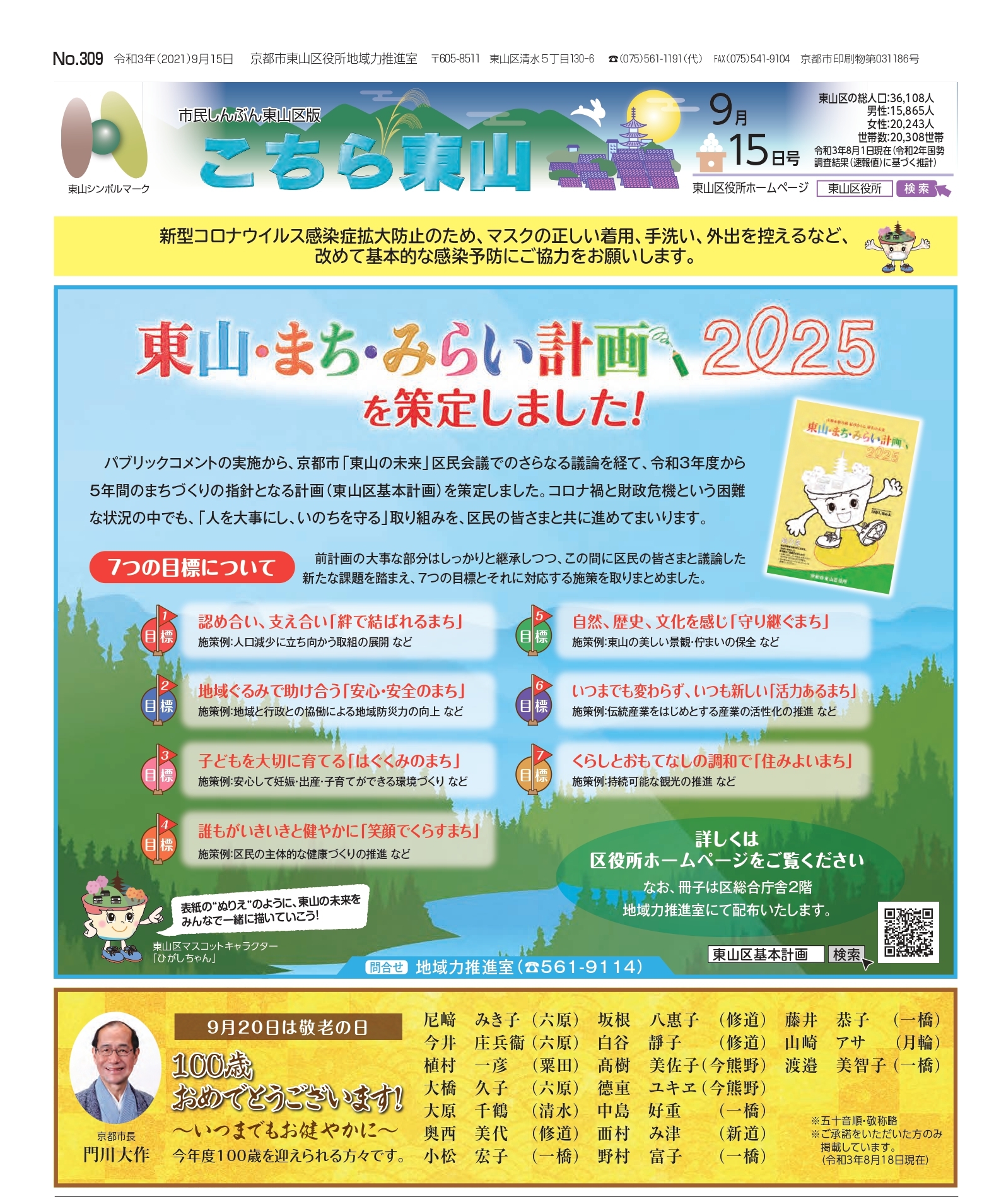 市民しんぶん東山区版「こちら東山」 