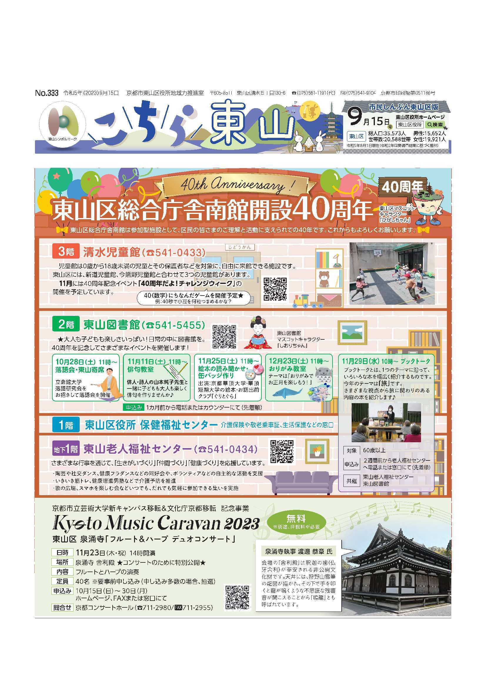 市民しんぶん東山区版「こちら東山」 