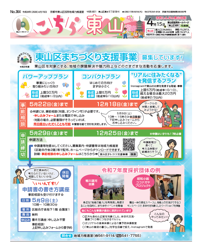 市民しんぶん東山区版「こちら東山」