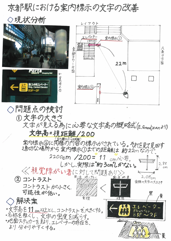 京都駅における案内標示の文字の改善