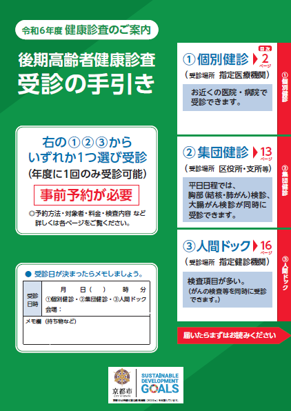 令和6年度後期高齢者健康診査受診の手引き