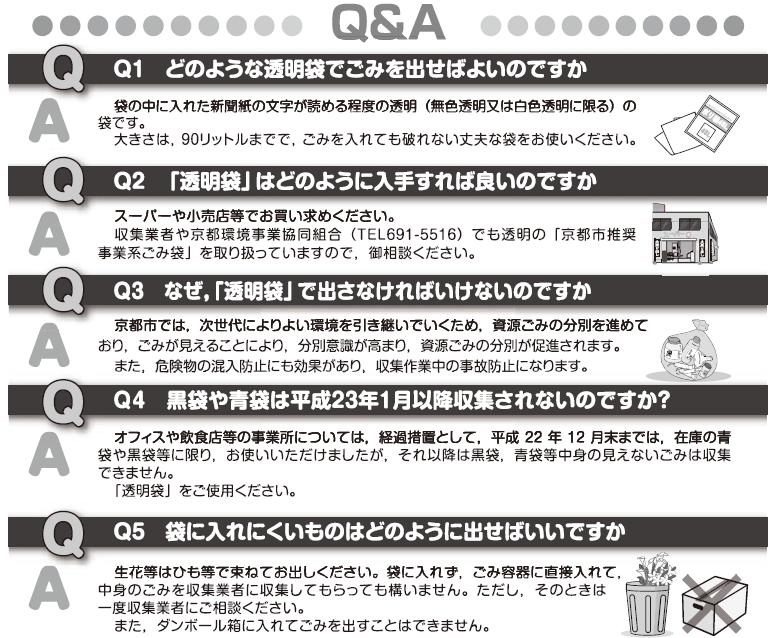 京都市 民間業者が収集するごみは透明袋でお出しください