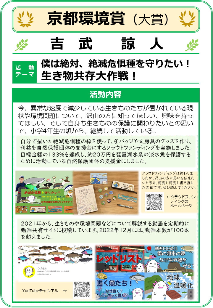 京都環境賞（大賞）受賞者の活動紹介