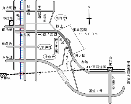 一般府道四ノ宮四ツ塚線の箇所図