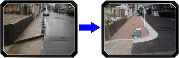 歩道の改修工事の例の写真