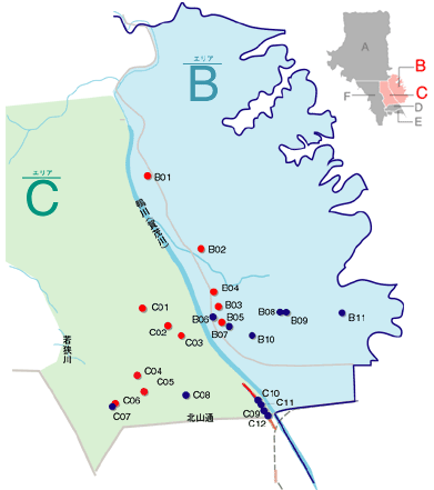 北区区民の誇りの木の地図