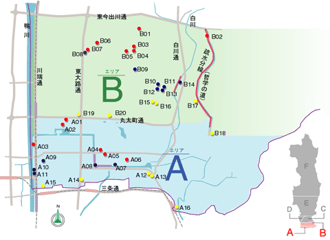 左京区区民の誇りの木の地図