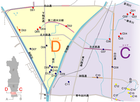 左京区区民の誇りの木の地図