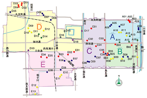 中京区区民の誇りの木の地図