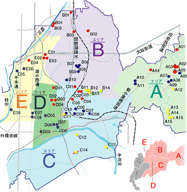 伏見区区民の誇りの木の地図