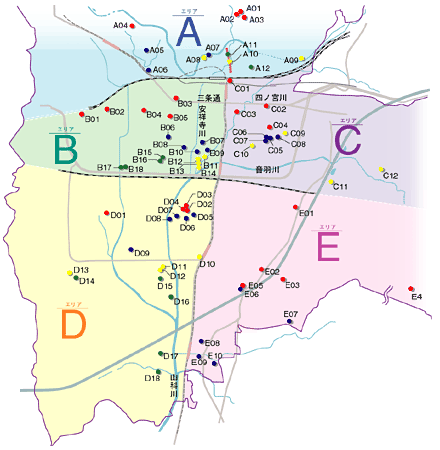 山科区区民の誇りの木の地図