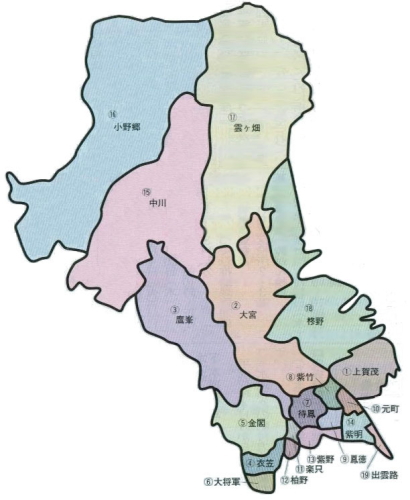 北区の元学区マップ