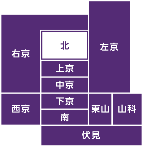 京都市の中の北区の位置