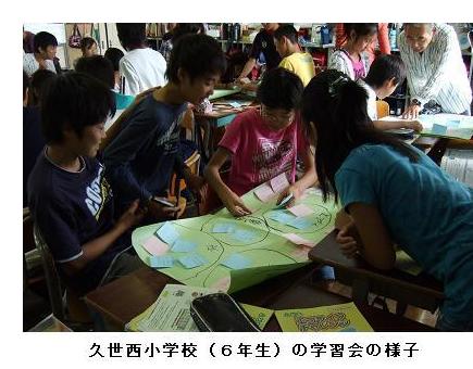 久世小学校（6年生）の学習会の様子