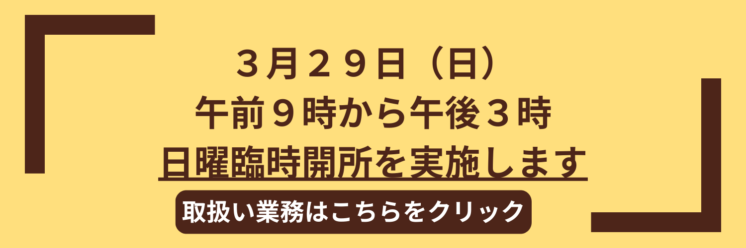 戸籍住民担当　日曜臨時開庁（Canva）