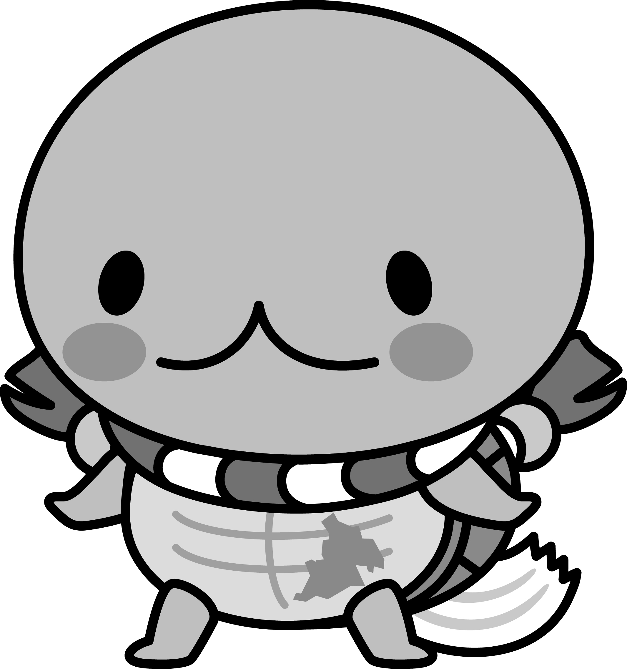 なでがめちゃんモノクロ