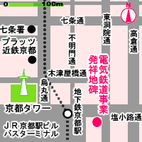 電気鉄道事業発祥地碑の所在地図