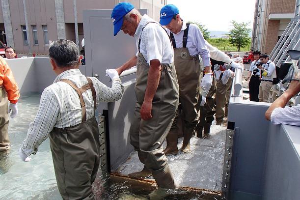 流水時における階段歩行訓練