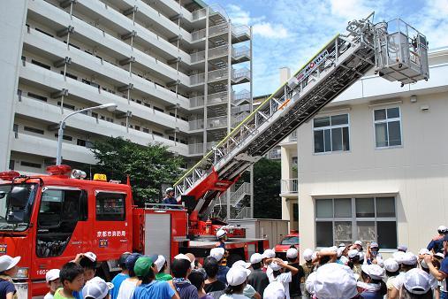大型はしご車の訓練見学