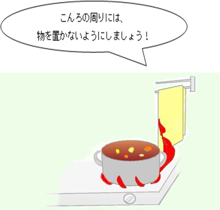 こんろの周りに物を置かない