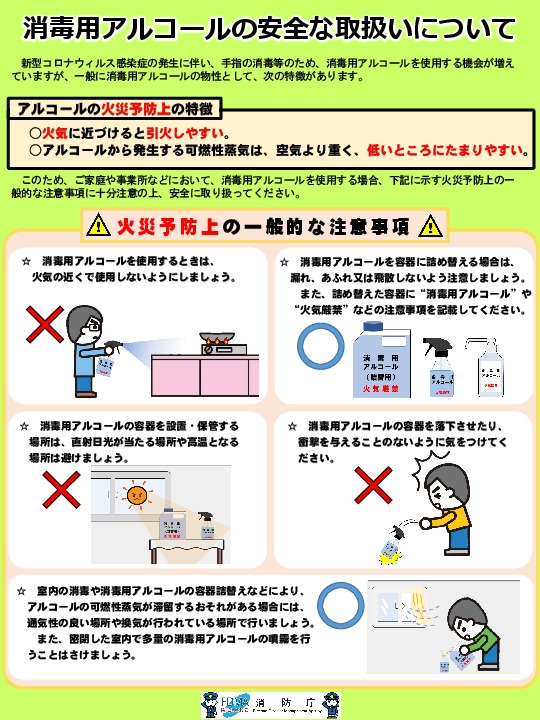 消毒用アルコールの安全な取扱い