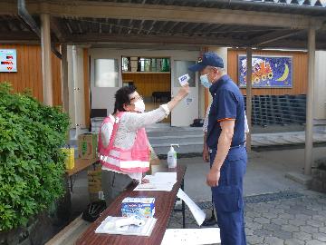 感染予防のため，参加者の検温を実施
