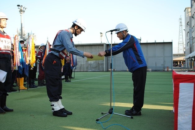 自衛消防訓練　表彰式の写真