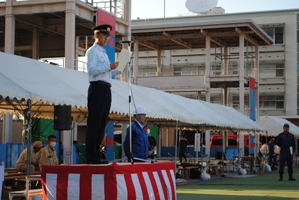 自衛消防訓練　閉会式の写真