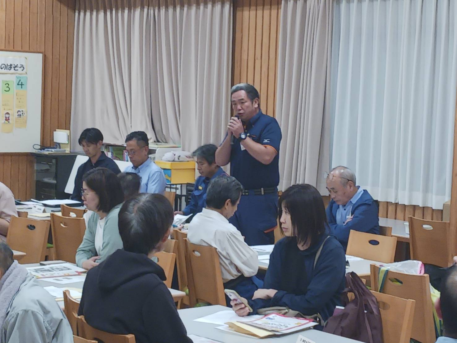 分団からの呼び掛けの様子
