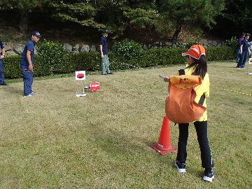 放水的当てリレーの様子