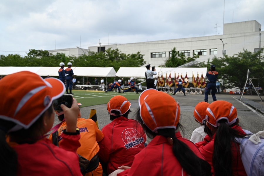 ジュニア消防団も応援に来てくれました