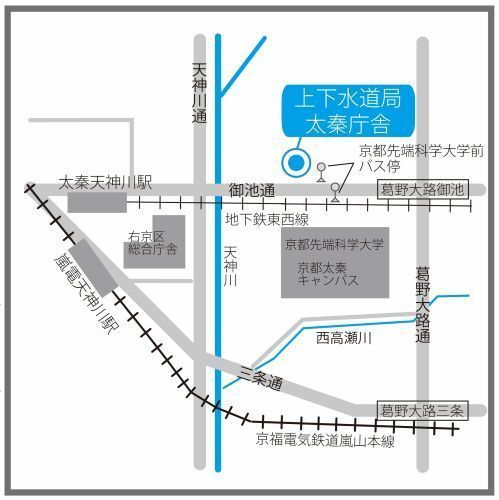 京都市上下水道局　太秦庁舎の地図