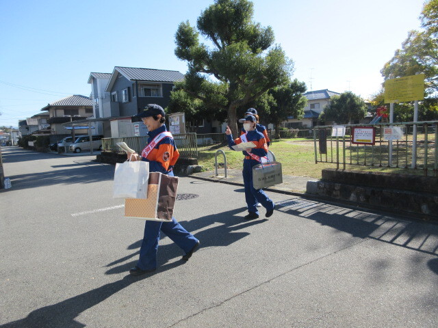 力を合わせて火災予防のチラシをお届けしました！