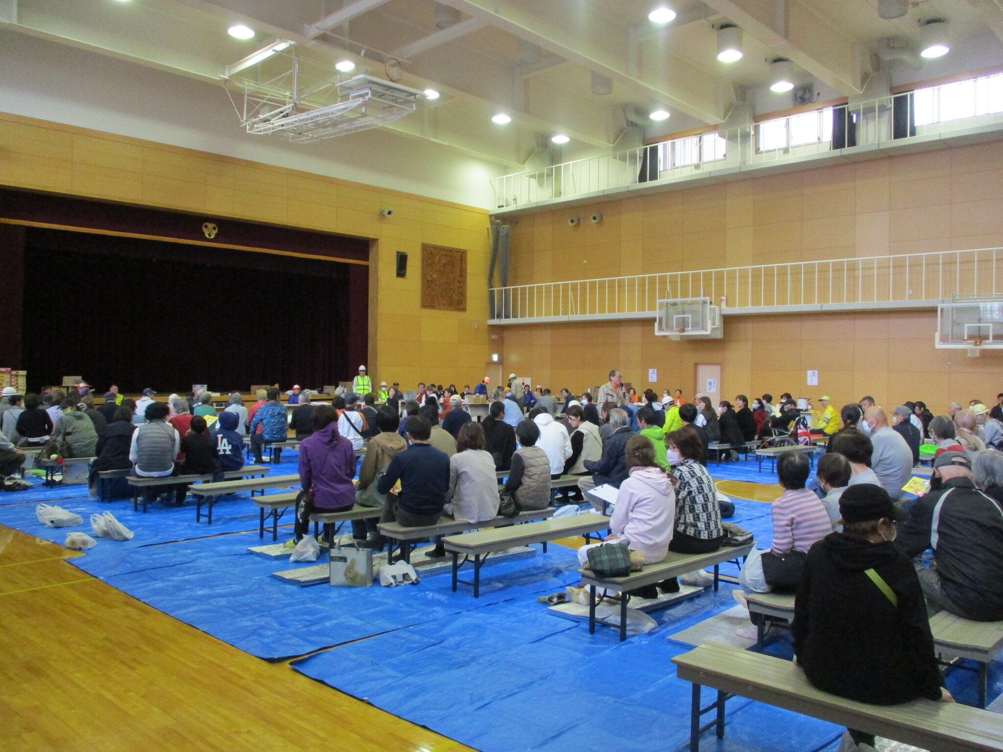 各自主防災部の避難所設営が完了した写真