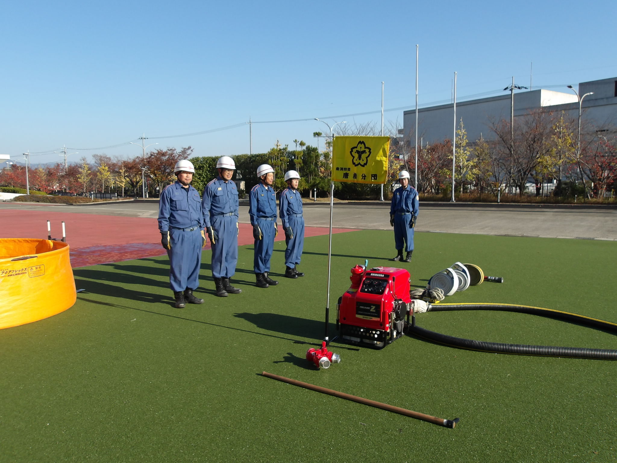 小型動力ポンプ操法の様子