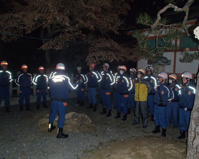 左京消防団及び左京消防署長　激励巡視の様子