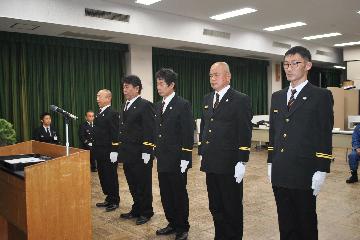 嵐山東分団、松尾分団、松陽分団、桂川分団、桂分団の各分団長が任命されました。
