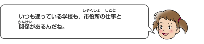 いつも通っている学校も、市役所の仕事と関係があるんだね。