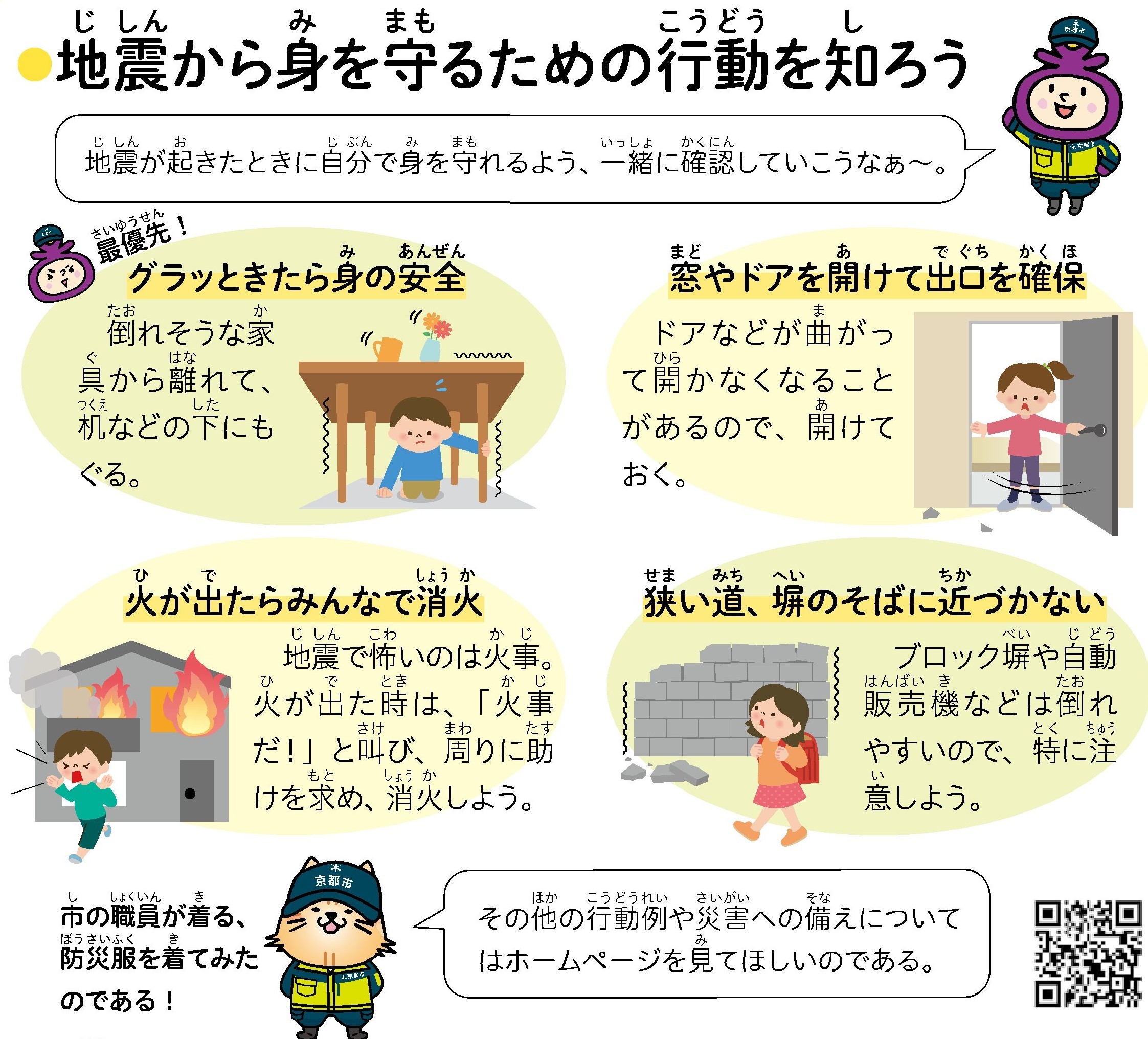 地震から身を守るための行動について