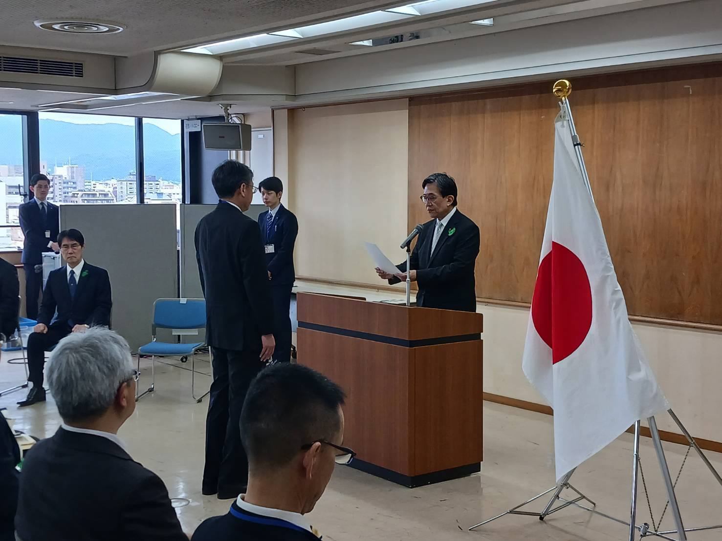 役付職員　異動発令式の様子