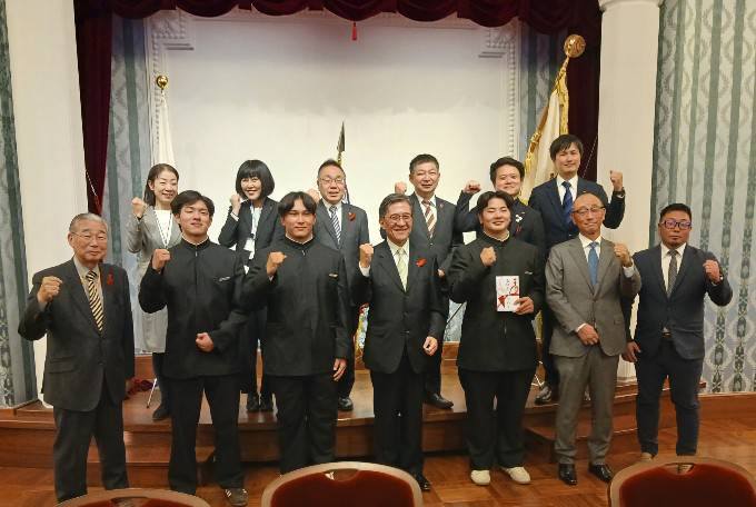 京都成章高校ラグビー部 表敬訪問