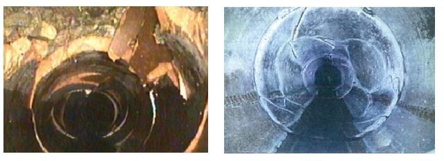 破損した下水道管の様子