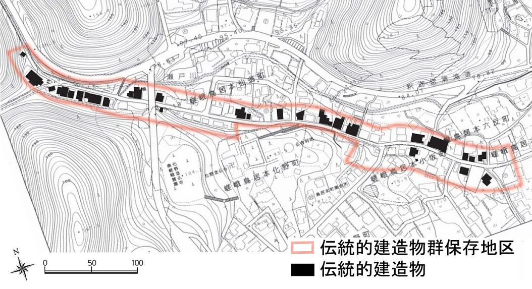 嵯峨鳥居本伝建地区地図
