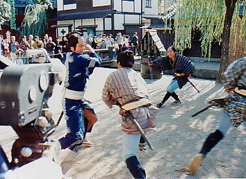 東映太秦映画村での撮影風景