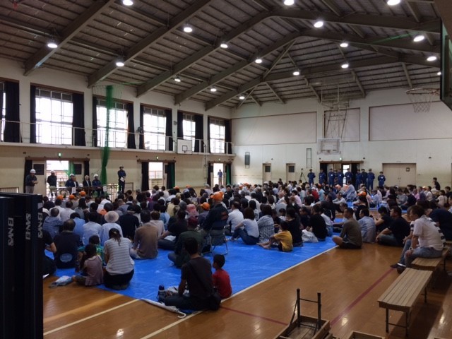 体育館へ避難完了