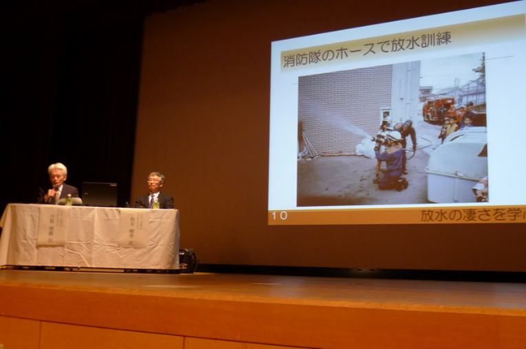 防火・防災教育「太秦子ども防災土曜塾」を発表される川筋会長